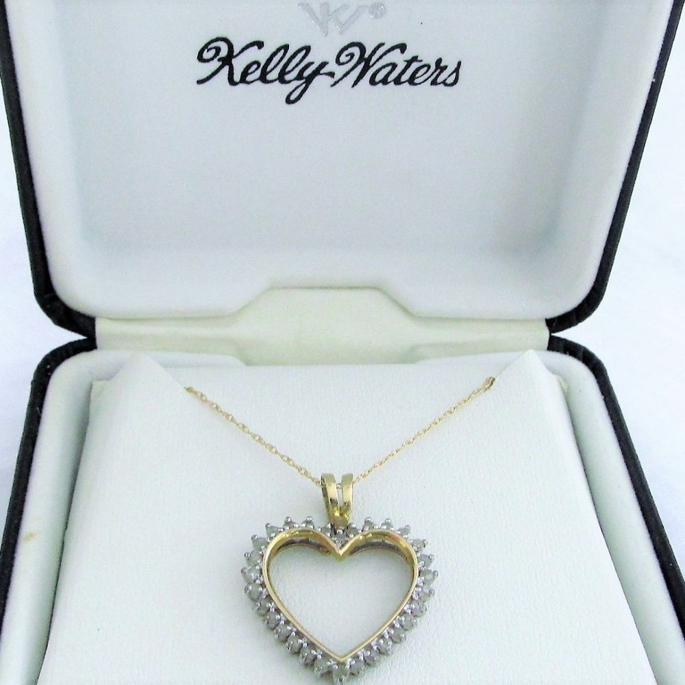 Brand New Diamond heart Pendant & Necklace 10KYG!